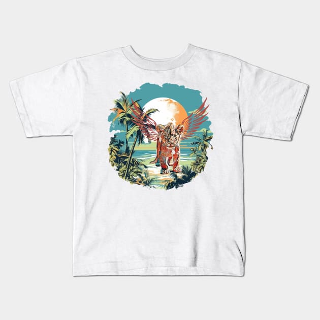 baby lion isekai animal landscape big baby lion with wings Kids T-Shirt by riverabryan129
